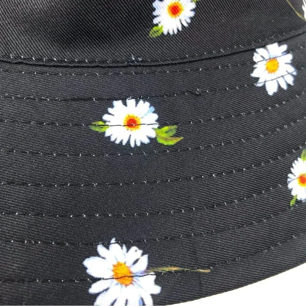 Alice + Olivia X Stacey Bendet NEW Black Reversible Sunflower Bucket Hat